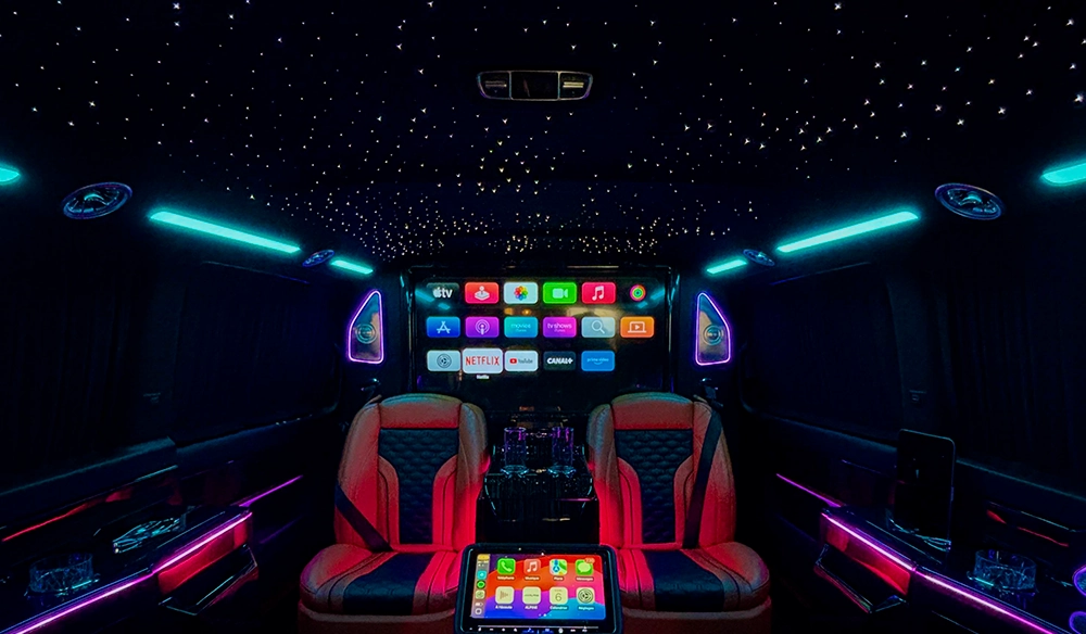 Intérieur du van Hermès, ambiance LED